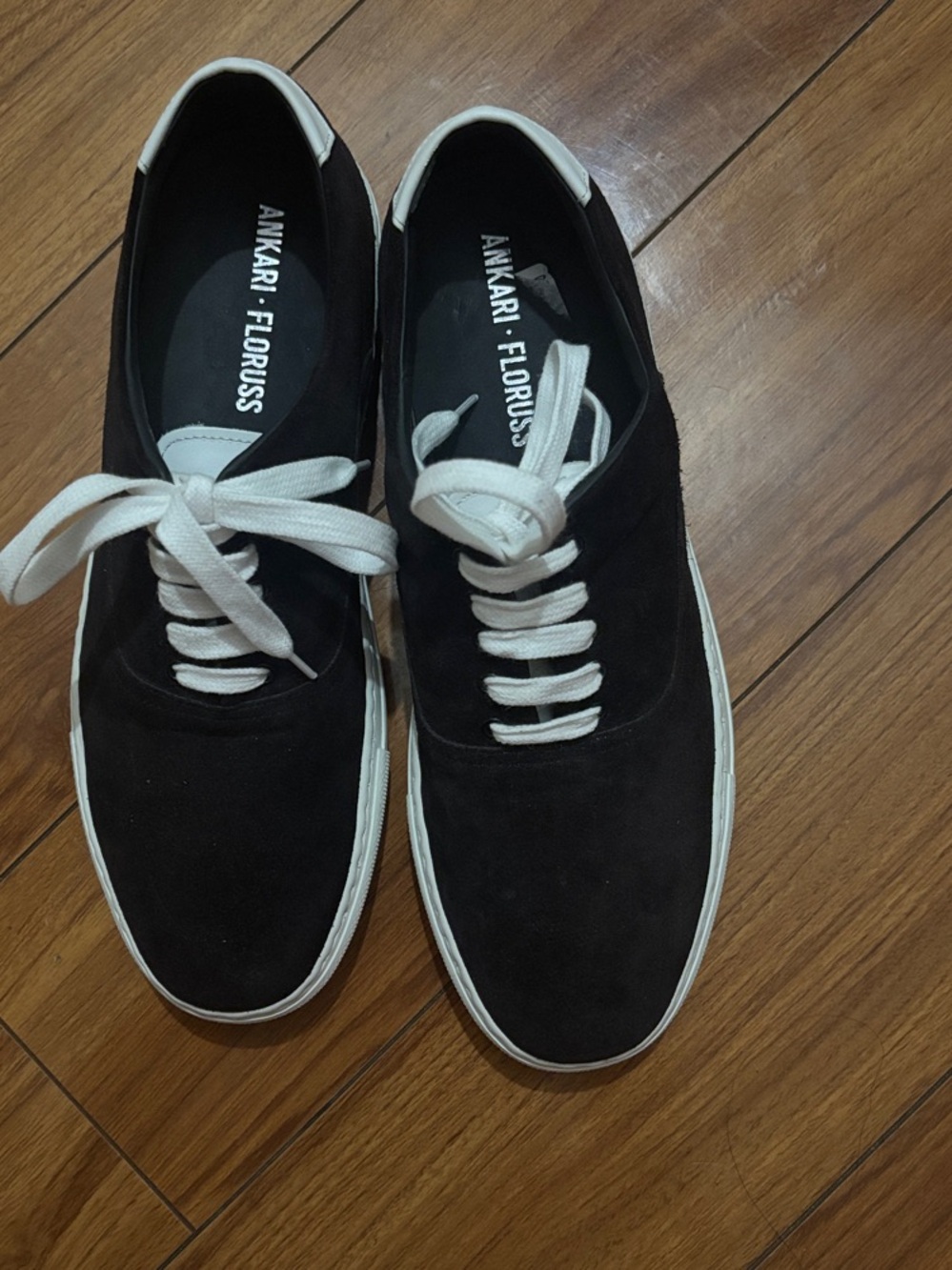 Aivkari Floruss Black Suede Low-Top Sneakers with White Trim made in Italy 7 1/2